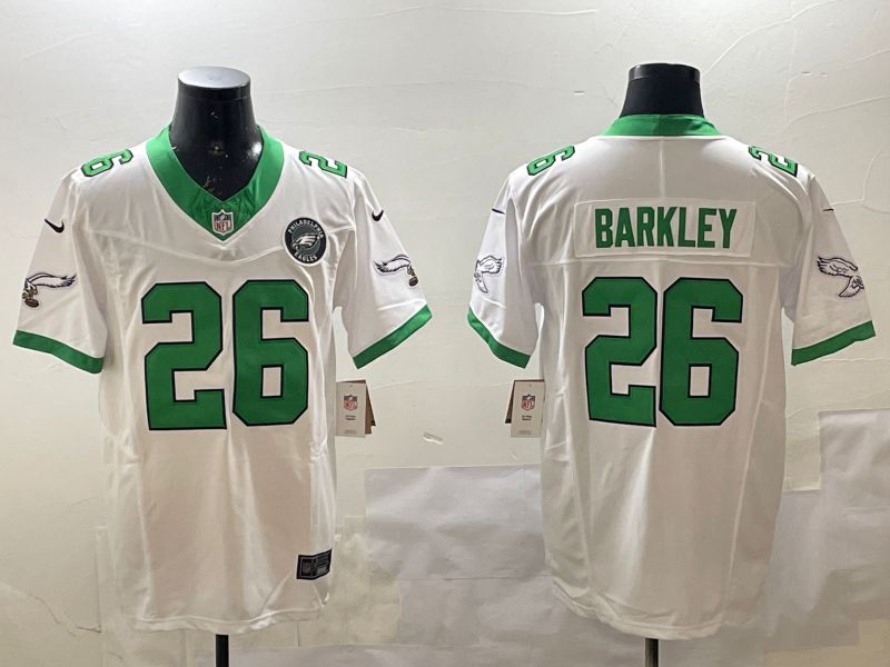 Men Philadelphia Eagles #26 Barkley White three generations Throwback 2025 Nike Vapor Limited NFL Jersey style 3->philadelphia eagles->NFL Jersey